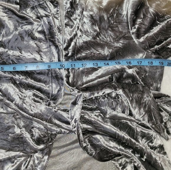 Crushed Velvet Jacket Gray Cocktail Hour Layering Women's Petite Large Cardigan - Picture 7 of 8